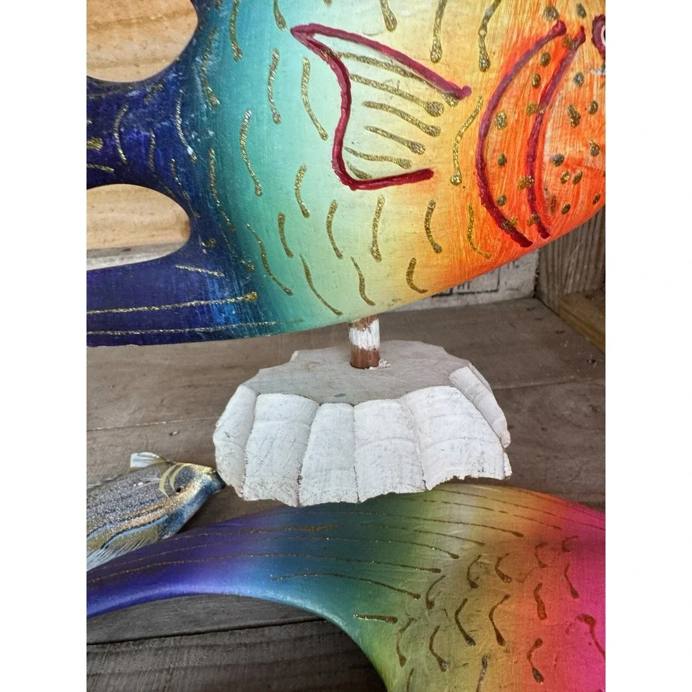 Vintage Wooden Hand Carved‎ Hand Pained Fish Decor Tropical Fish Decor